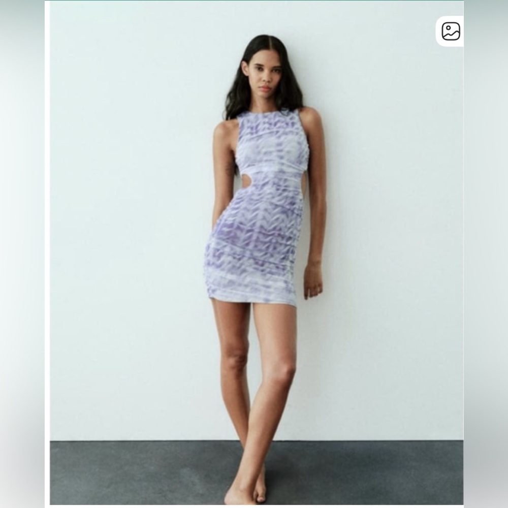 NWT ZARA sleeveless tie-dye print tulle dress Size M
